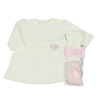 M15950: Baby Girls Quilted Dress, Tights & Headband Outfit (0-9 Months)